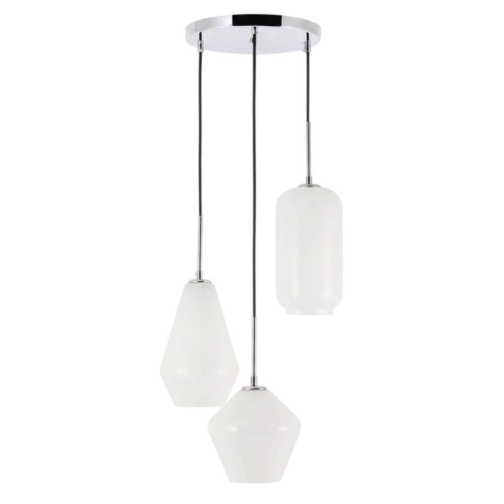 Living District - Gene 3 light pendant - Chrome And Frosted White Glass price history on PriceWatchPro