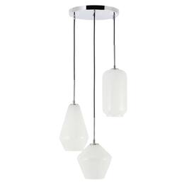 Living District - Gene 3 light pendant - Chrome And Frosted White Glass