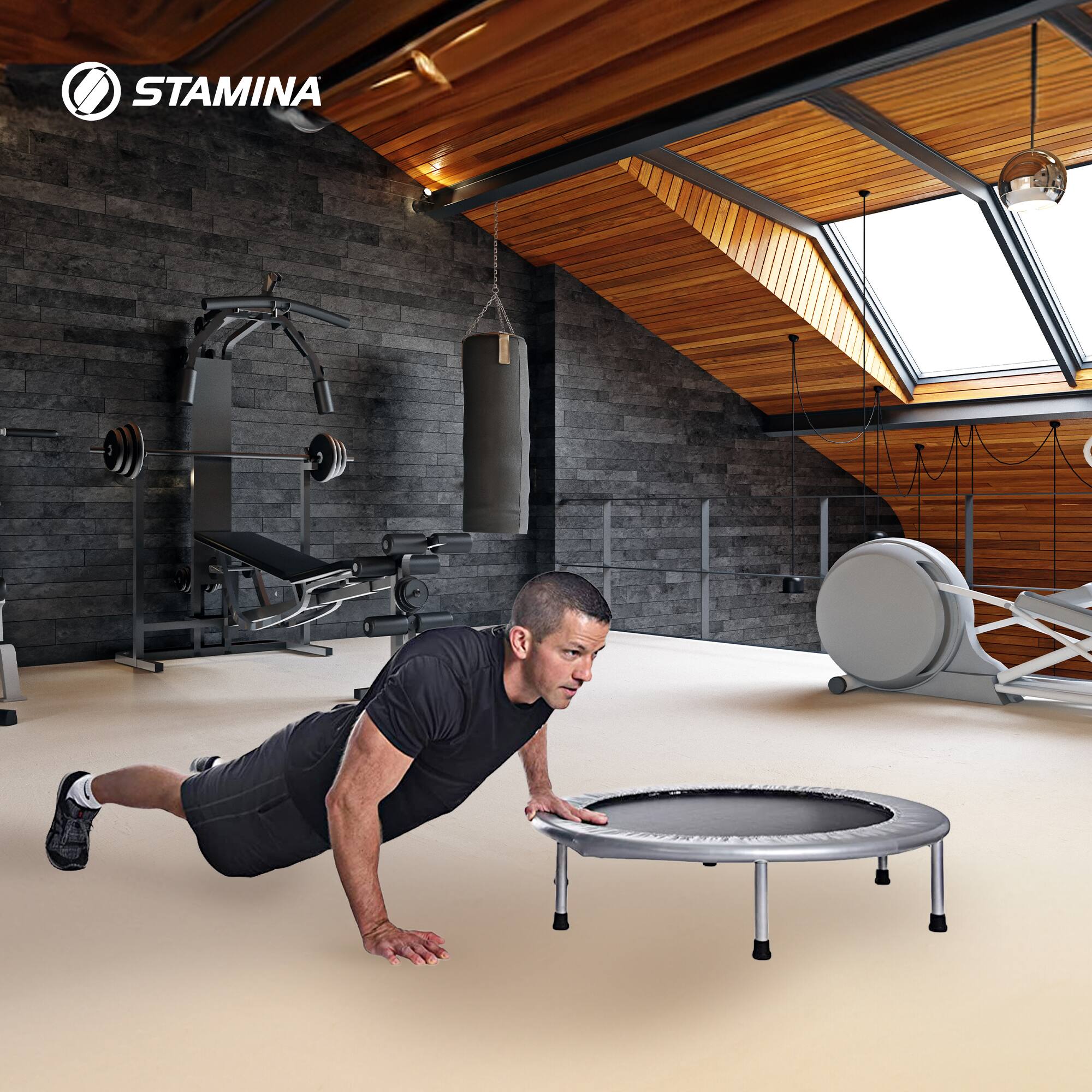 Alt View 2. Stamina Products - Stamina Products 35-1625 36 Inch Folding Quiet and Safe Trampoline for Cardio - 36-Silver.