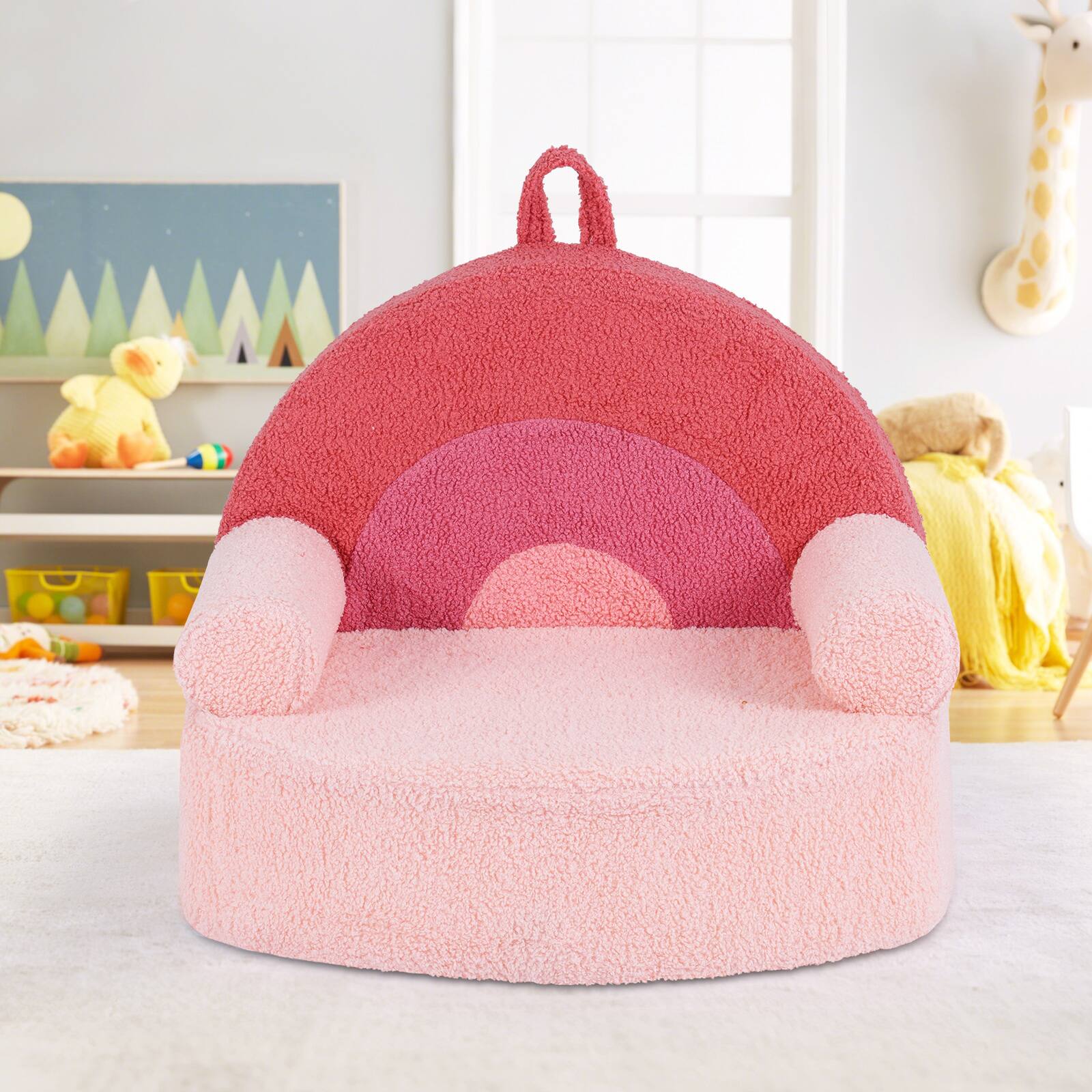 Alt View 1. Gymax - Gymax Kids Couch Toddler Foam Sofa w/ Soft & Machine-Washable Teddy Fleece Cover Pink - Pink.