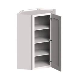 Boyel Living - 24-in W x 42-in H x 12-in D Shaker Diagonal Corner Kitchen Wall Cabinet with Soft-Close Door - Glacier White