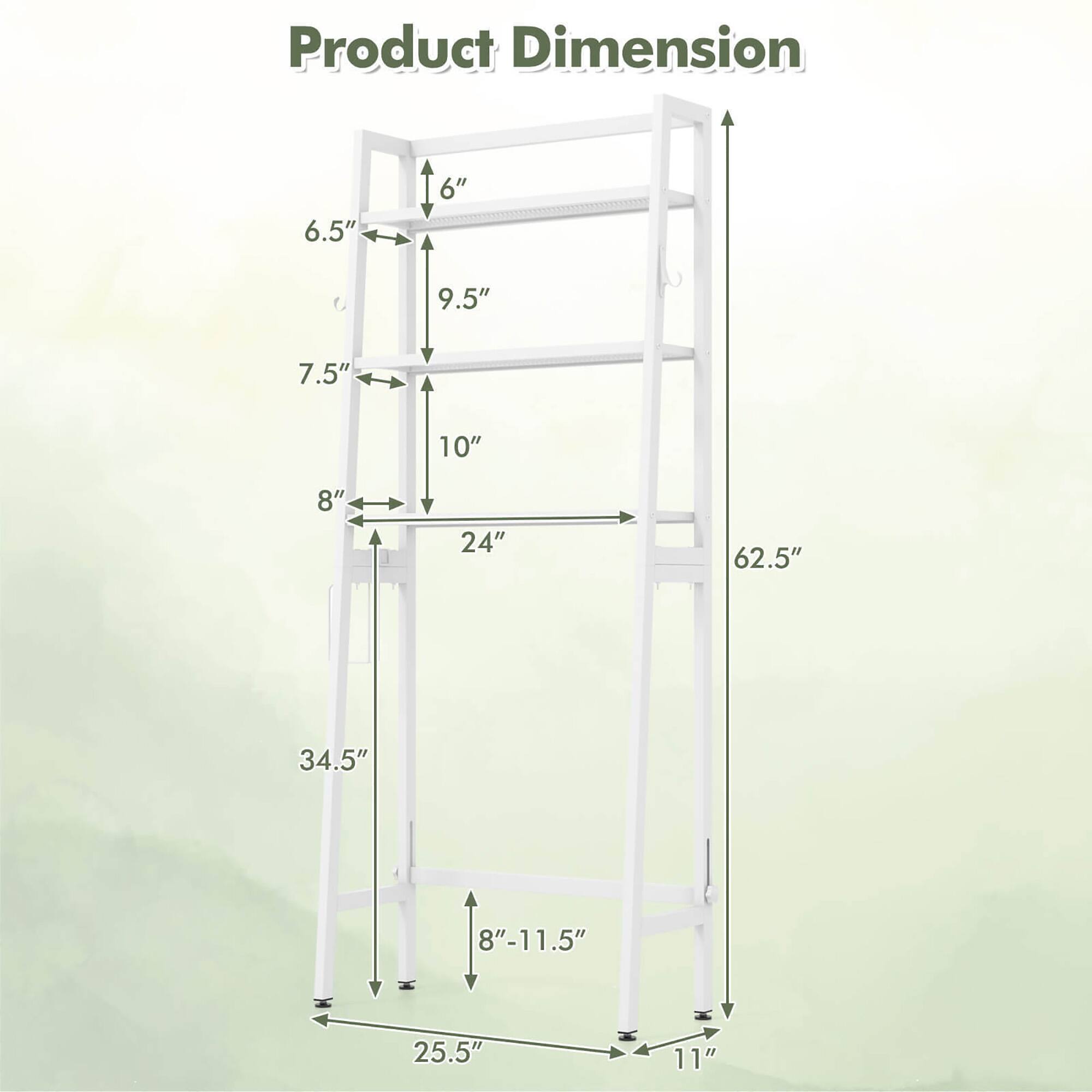 Product Dimension: 6.5" x 6" x 9.5" x 7.5" x 10" x 8" x 24" x 62.5" x 34.5" x 8"-11.5" x 25.5" x 11"