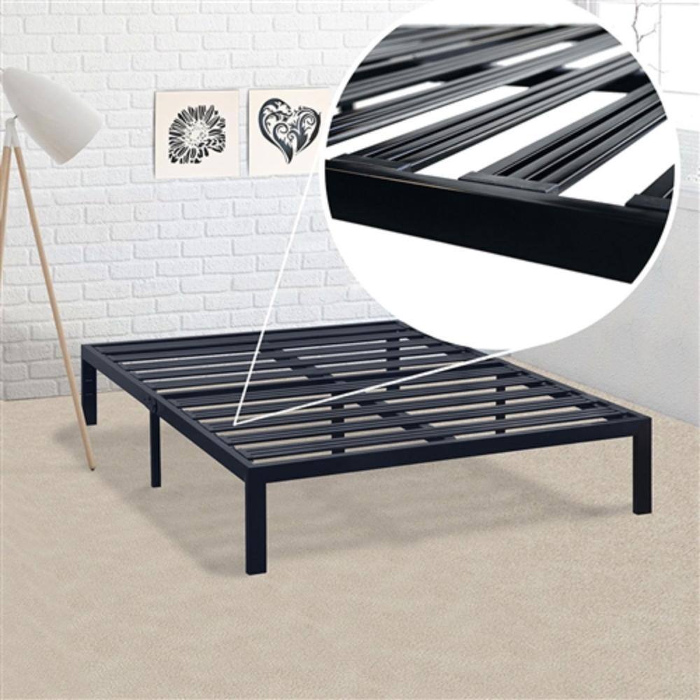 Angle. Hivvago - Hivvago Queen size Metal Platform Bed Frame with Heavy Duty Steel Slats - Black.