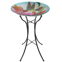 Teamson Home - 18-Inch Hummingbird Glass Bird Bath Bowl