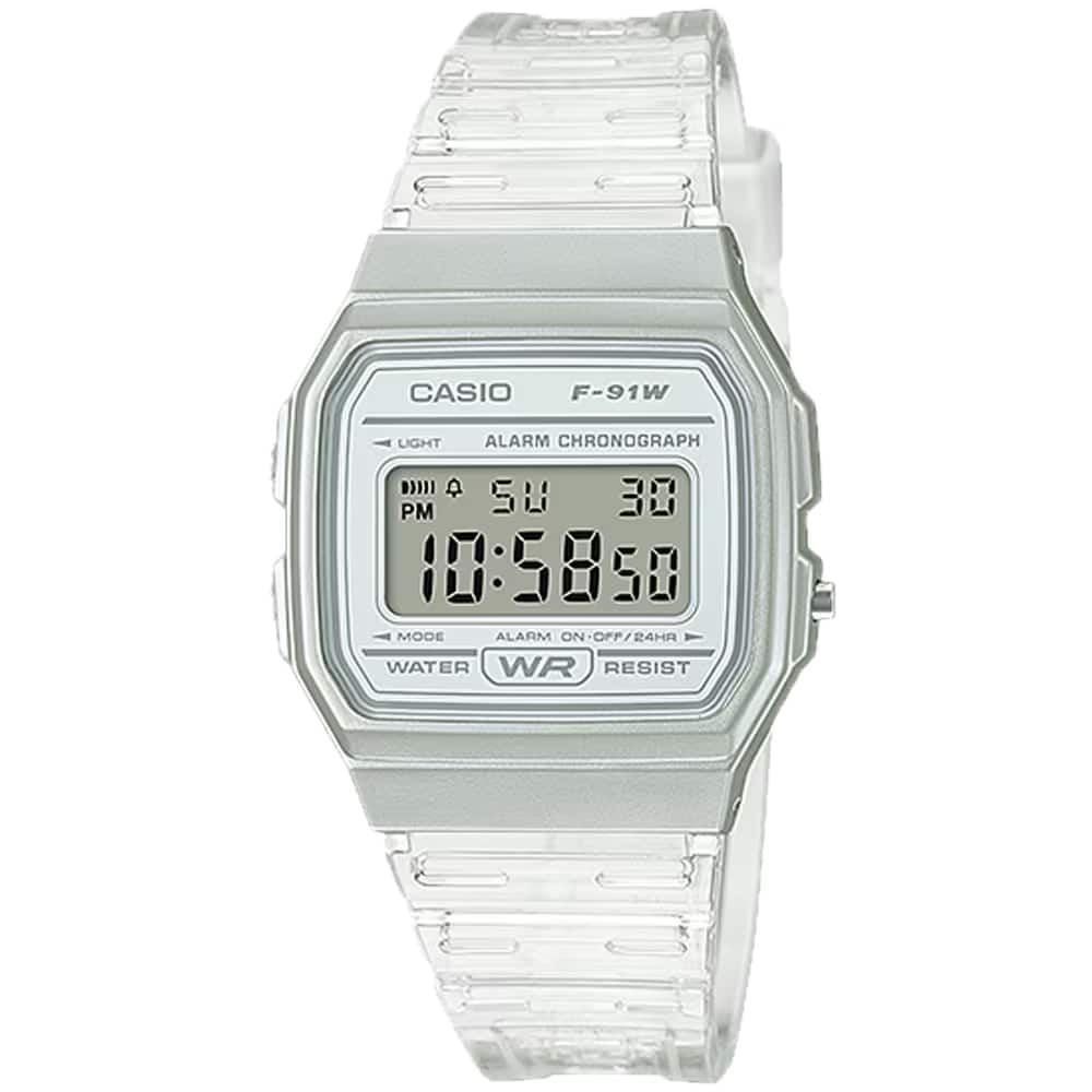 Casio - Men's Transparent Digital Watch - F-91WS-7CF - White