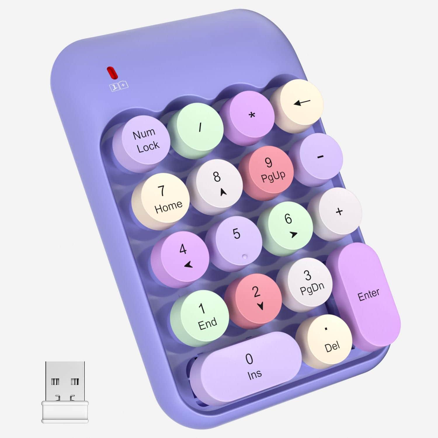 Comfort Essence - Wireless Number Pad - Numeric Keypad Silent Usb Keypads Portable Financial Accounting Numpad For - Colorful Purple