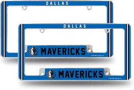 Rico Industries - Dallas Basketball Mavericks (Set of 2) Chrome Metal License Plate Frames with Bold Full Frame Design - Multi