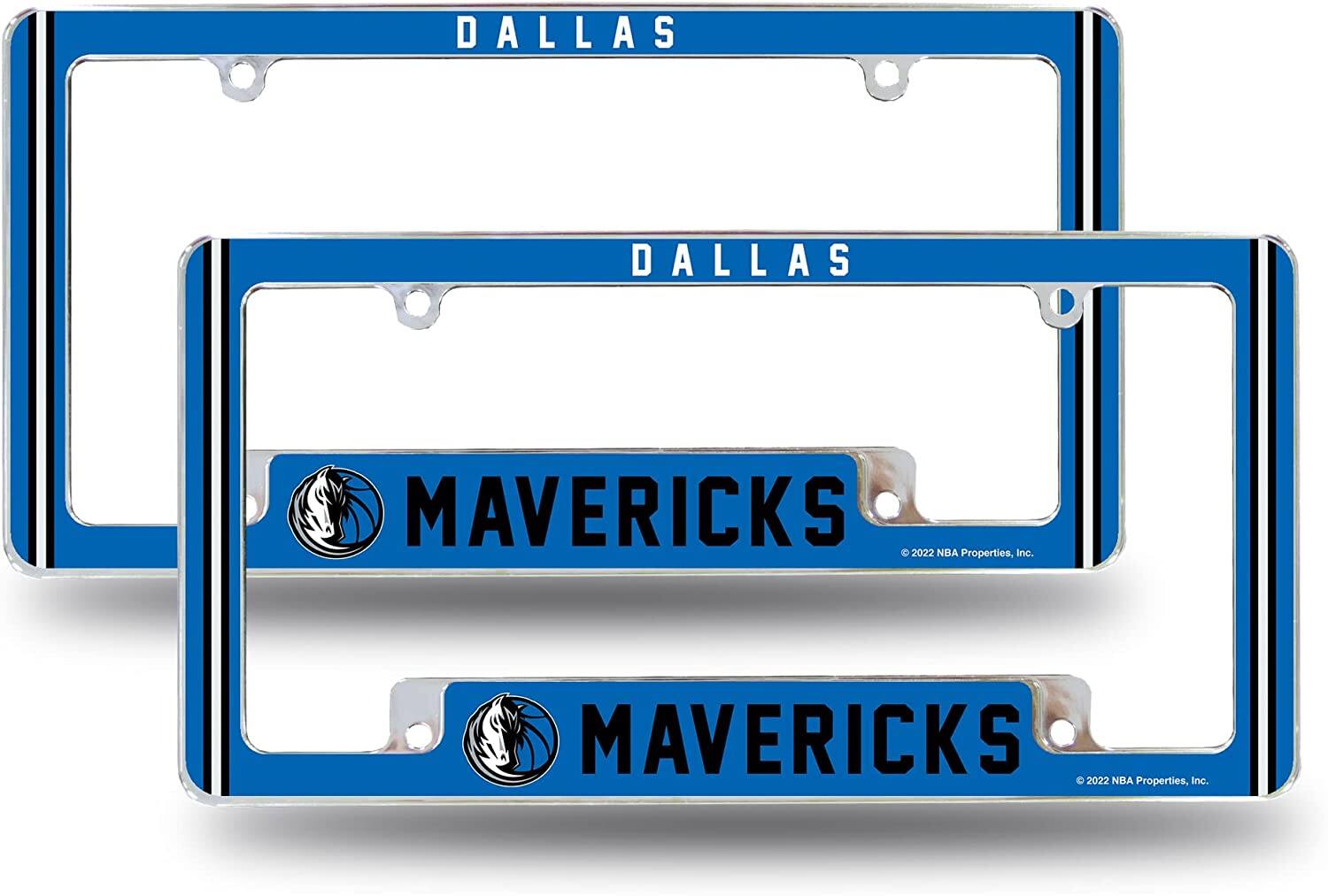 Dallas Basketball Mavericks (Set of 2) Chrome Metal License Plate Frames with Bold Full Frame Design