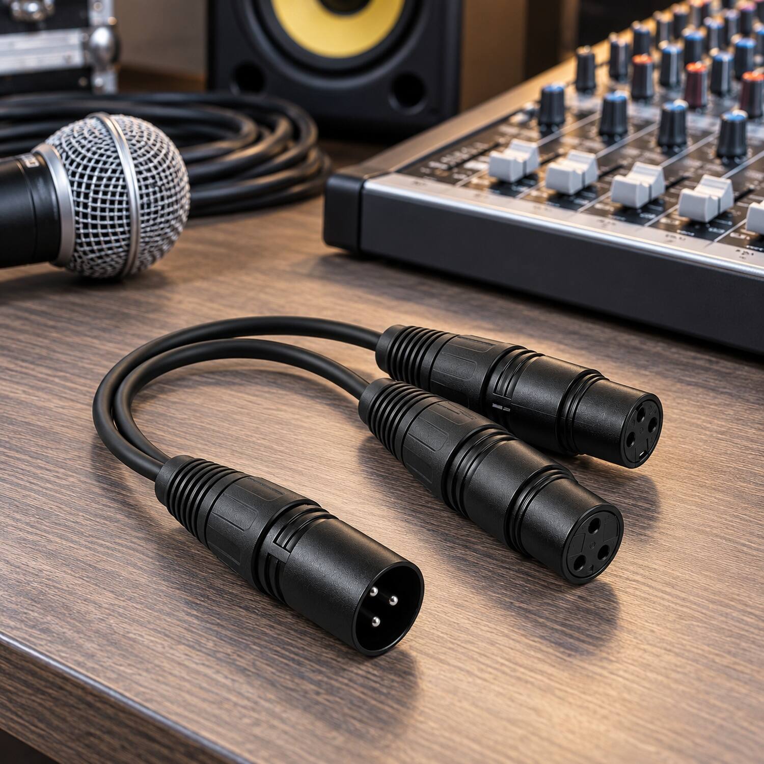Left. Sanoxy - XLR Male Plug to Dual 2 Female Jack Y Splitter Mic DJ Cable Adaptor 16 AWG 3-Pin - Black.