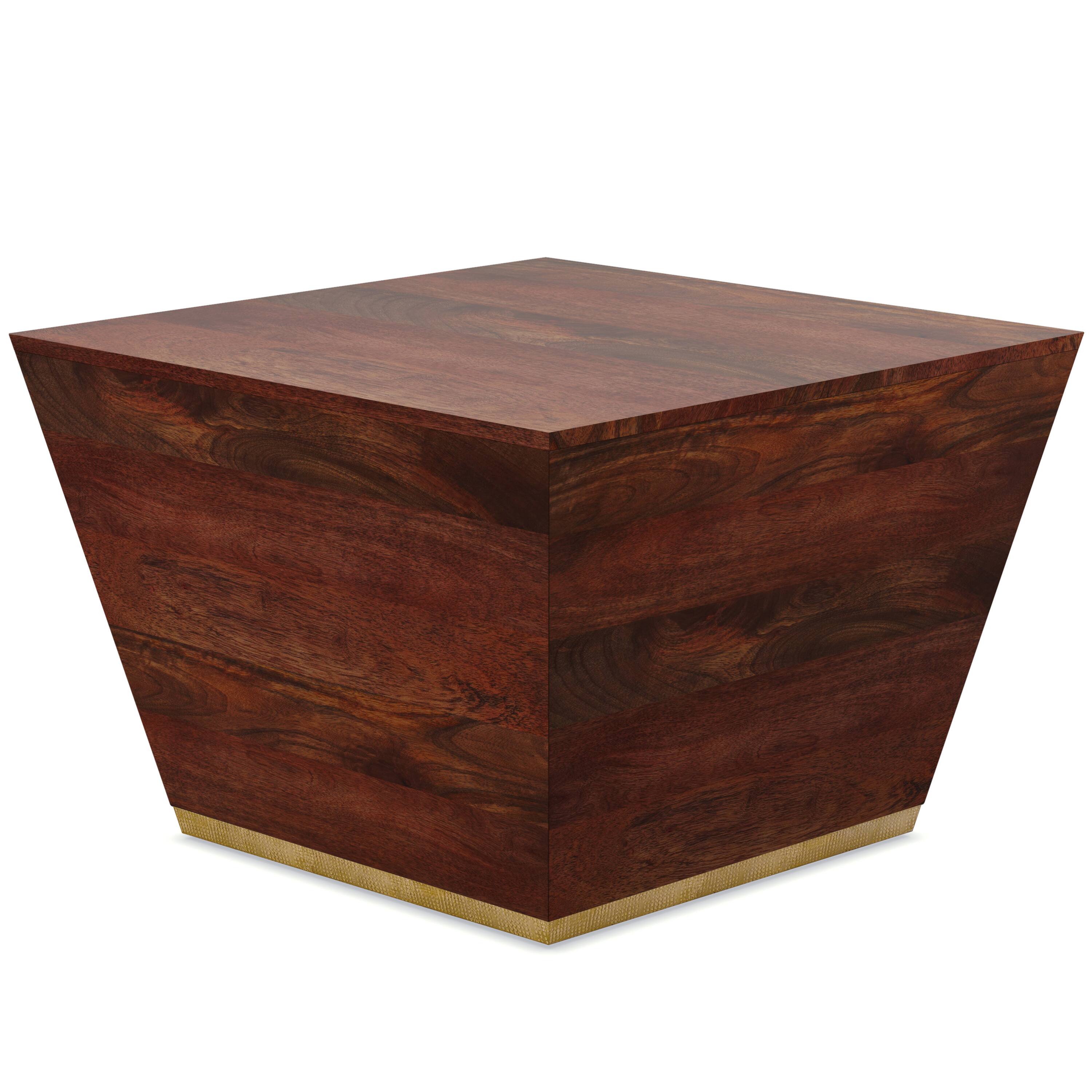 Angle. Simpli Home - Abba  Square Coffee Table - Cognac Brown.