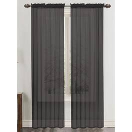 RT Designers Collection - Celine Sheer 55 x 90 in. Rod Pocket Curtain Panel - Black