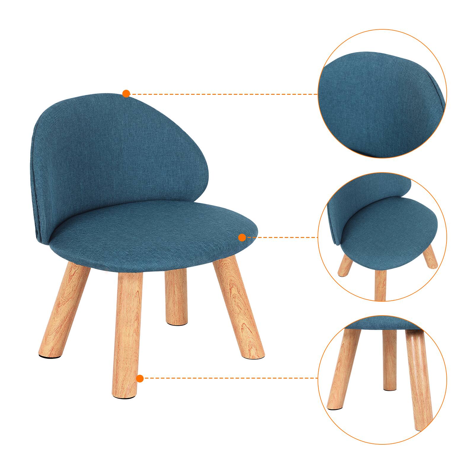 Left. Oumilen - Upholstered Kids Chair with Wood Legs, Blue - Blue.