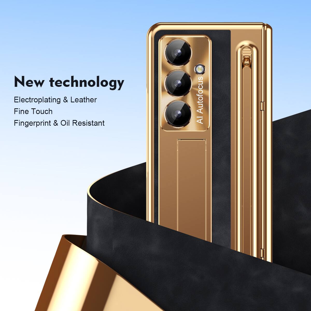 New technology  
Electroplating & Leather  
Fine Touch  
Fingerprint & Oil Resistant  
AI Autofocus