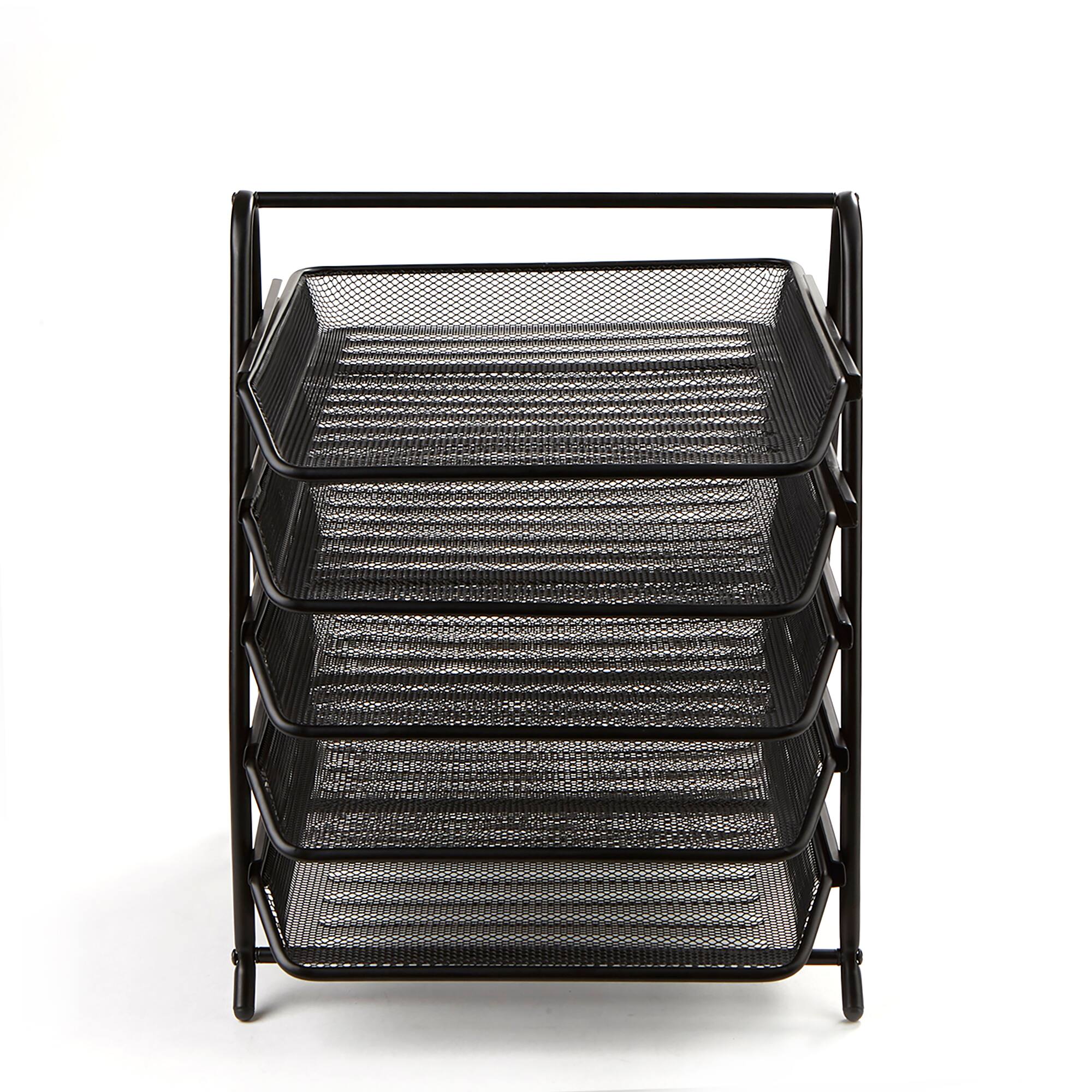 Alt View 13. Mind Reader - Desk Organizer with 5 Sliding Trays - Black.