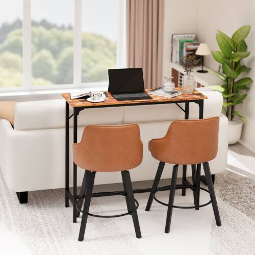 Alt View 3. Winado - 43"-71" Wooden Top Bar Long Counter Height Pub Table with Robust Metal Frame and Easy-Clean Surface Scratch for Bar - Brown-43"x39"x15".