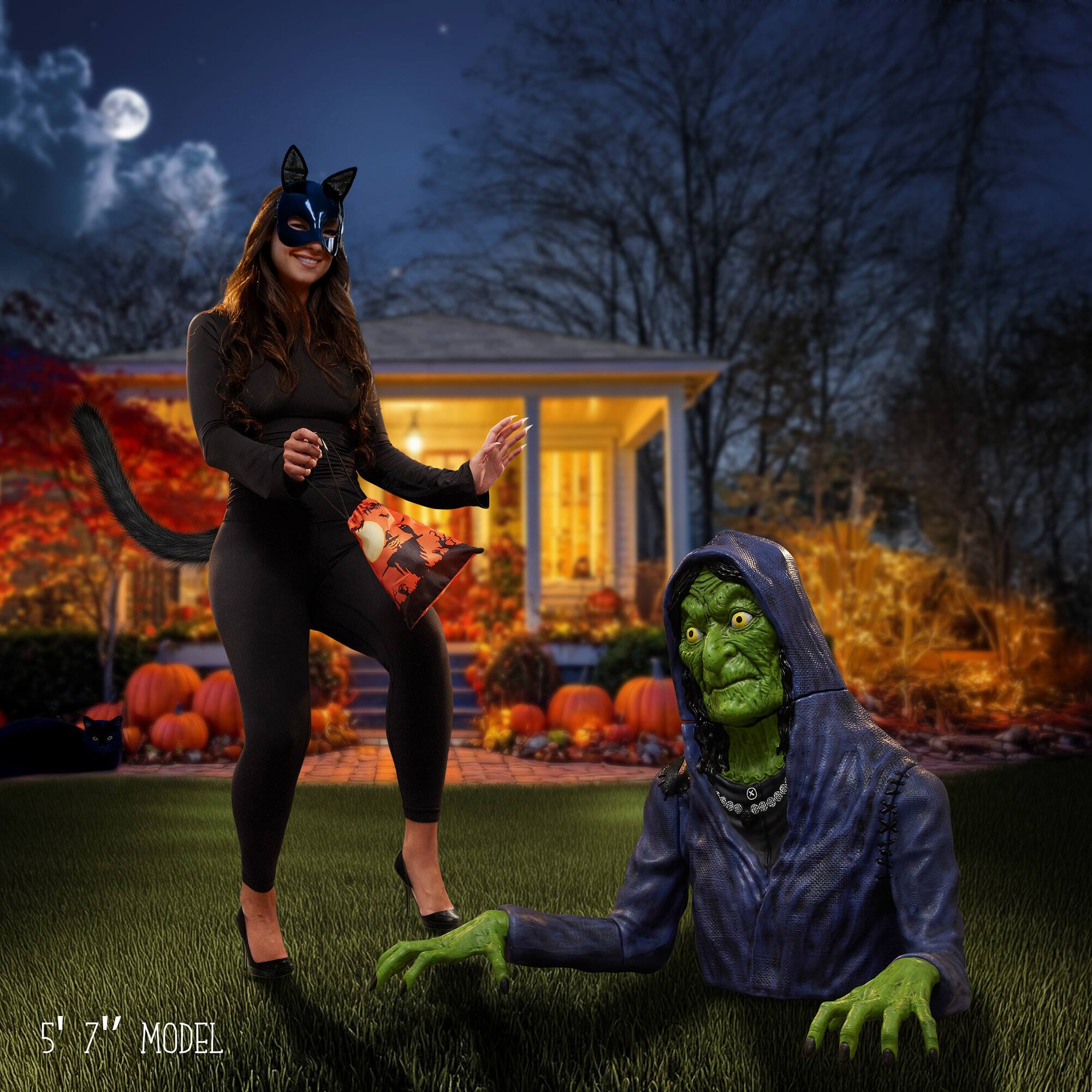 Alt View 1. BOO BOX - 36" Halloween Groundbreaker - Creepy Exterior Halloween Yard Décor - Green.