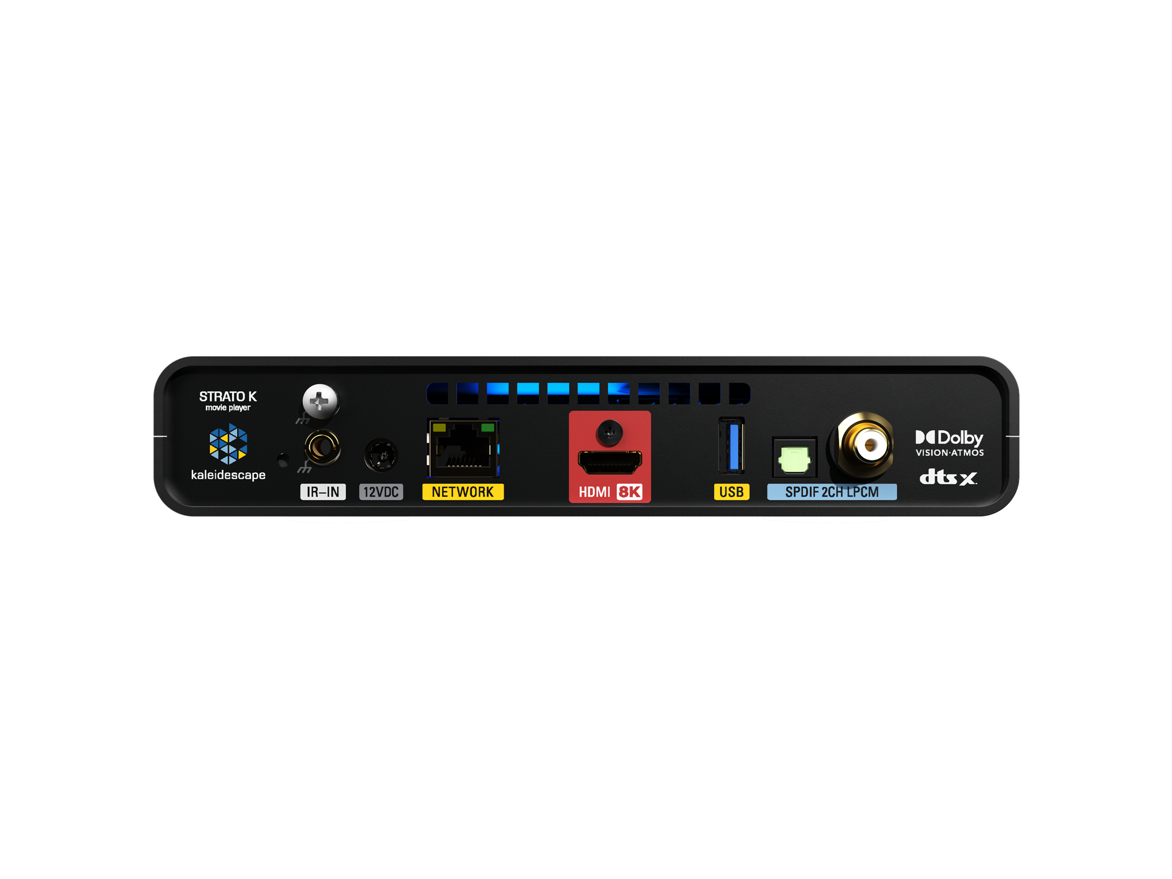ARTE STRATO K movie player kaleidescape 10 IR-IN 12VDC NETWORK HDMI 8K USB SPDIF 2CH LPCM Dolby VISION-ATMOS dts X