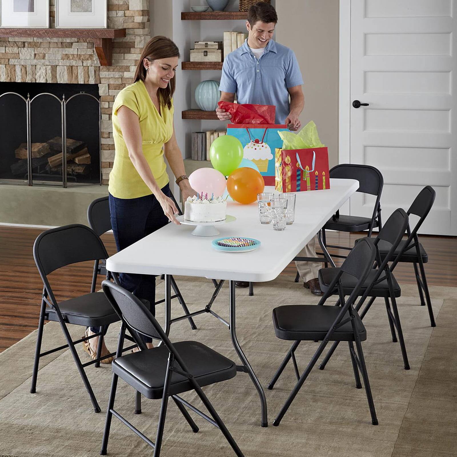 Alt View 5. Sugift - 4 Pack Vinyl Folding Chair with Foam Seat - Black.