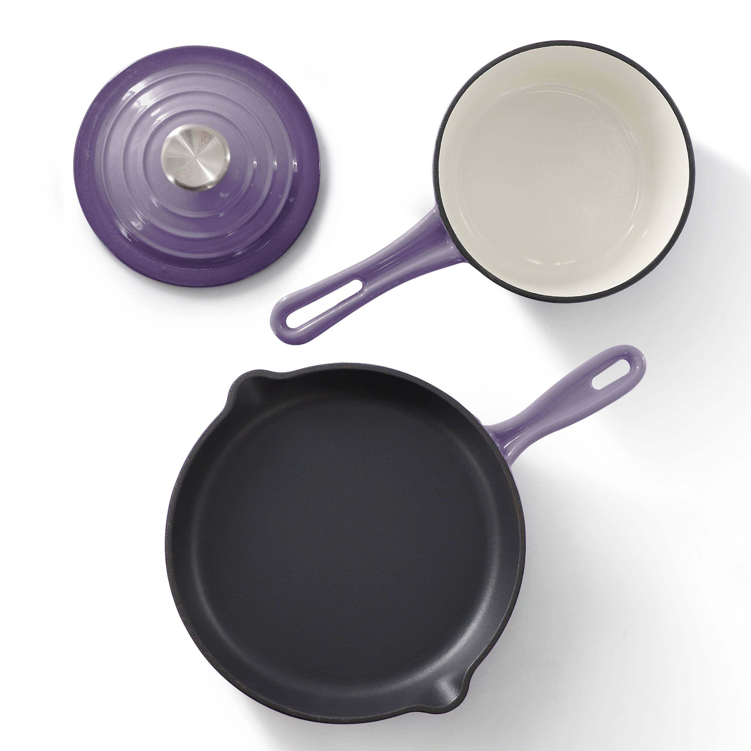 Alt View 2. Mega Chef - MegaChef 7 Piece Enameled Cast Iron Cookware Set in Purple - Purple.