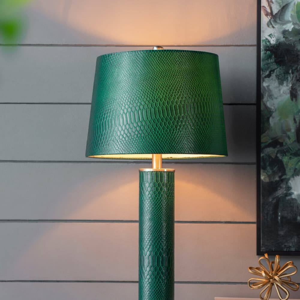 Alt View 7. Luckbyte - 14x14x27 Inch Leather Table Lamp.