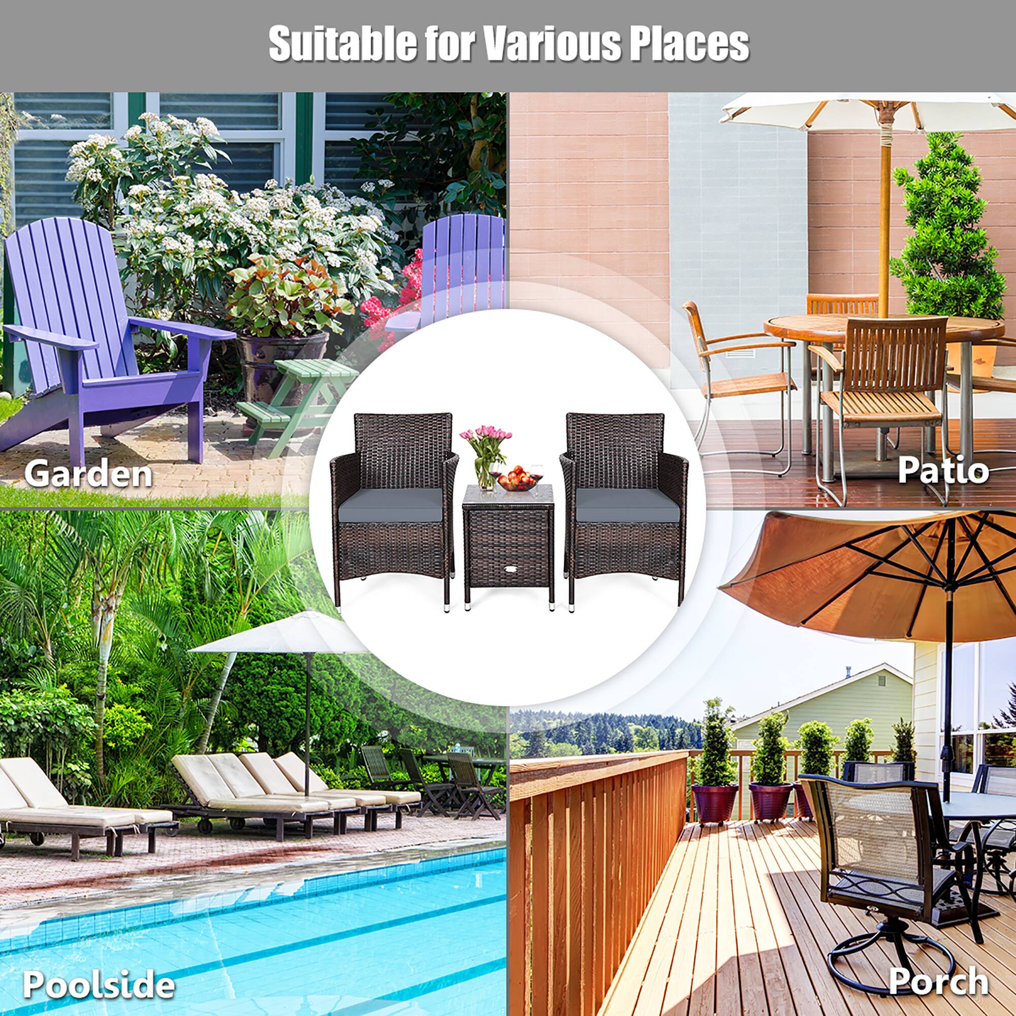 Suitable for Various Places: Garden, Patio, Poolside, Porch