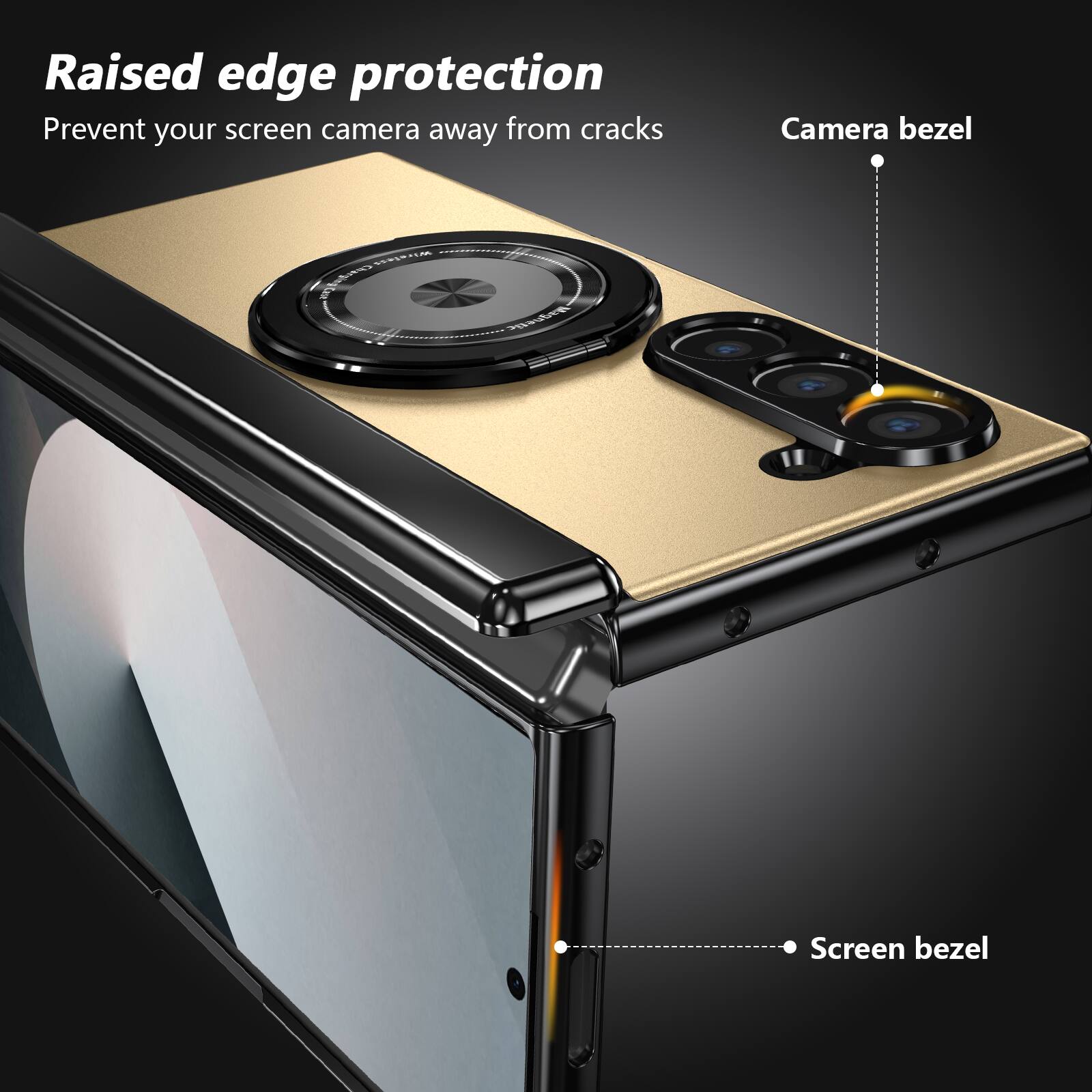 Raised edge protection  
Prevent your screen camera away from cracks  
Camera bezel  
Screen bezel