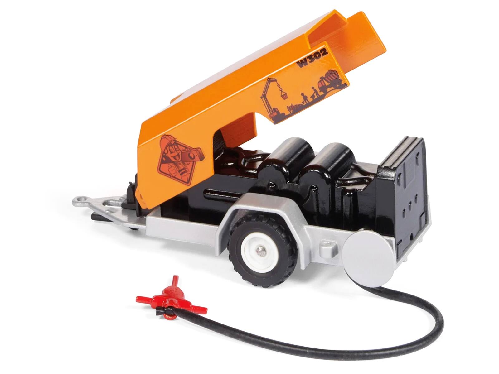 Left. SIKU - Ram 1500 Pickup Truck Yellow with Compressor Trailer and Worker Figure with Accessories Set 1/50 Diecast Models by Siku - Yellow.