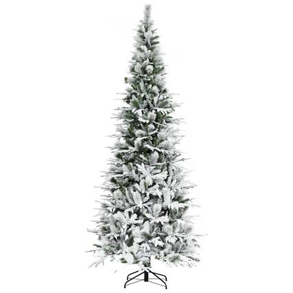 Front. Homcom - Unlit Snow Flocked Pine Artificial Christmas Tree with Realistic Branches and 1159 Tips - green.