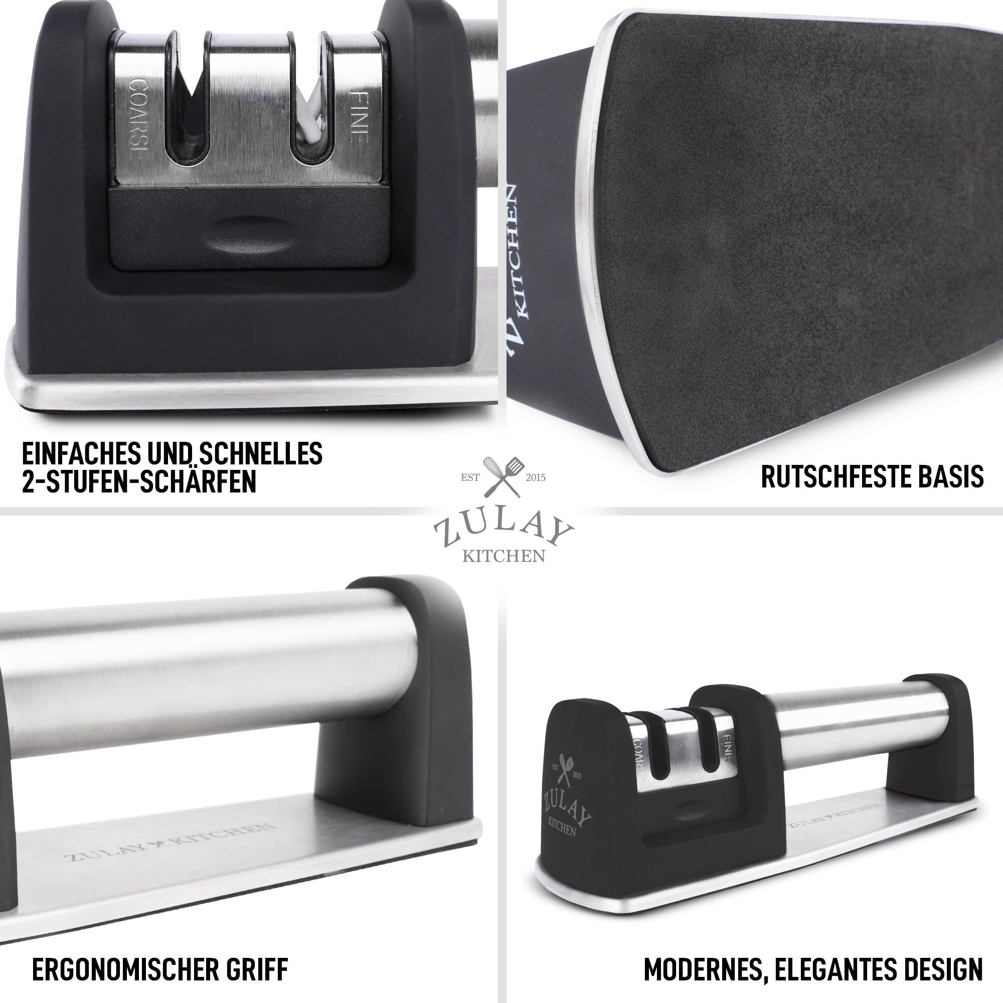 COARSI FINE KITCHEN A EINFACHES UND SCHNELLES 2-STUFEN-SCHARFEN EST x 2015 ZULAY KITCHEN RUTSCHFESTE BASIS Y ERCHEA ZULA ULAY SCHEN COM INE ERGONOMISCHER GRIFF MODERNES, ELEGANTES DESIGN
