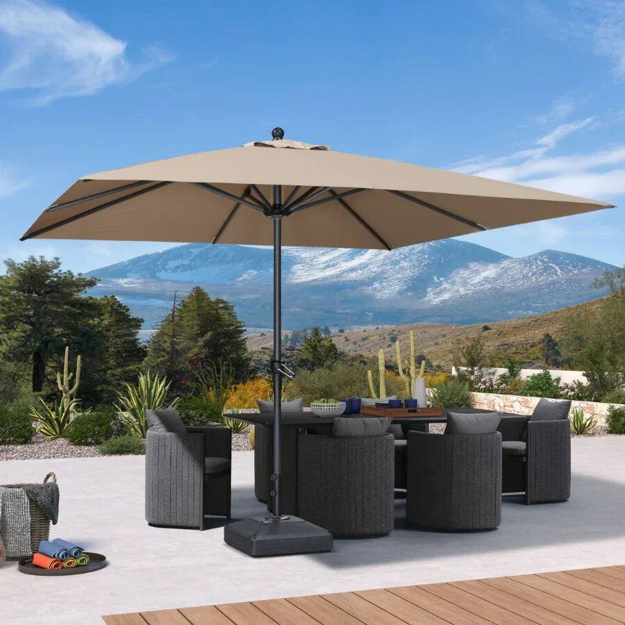 PURPLE LEAF - 10 ft. Square Patio Market Umbrella with Base Outdoor Table Umbrella Aluminum Frame Sun Shade for Garden Deck Pool - Taupe