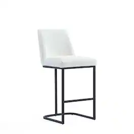 Manhattan Comfort - Serena Modern Metal Upholstered Counter Stool - White