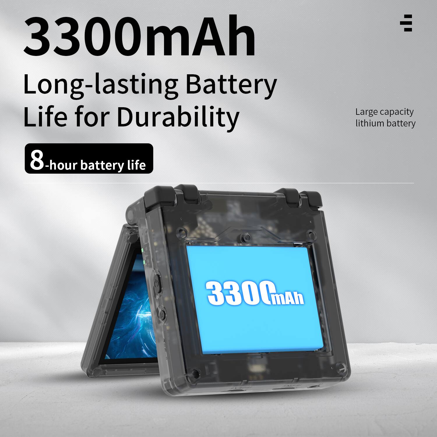 3300mAh, Long-lasting Battery Life for Durability, 8-hour battery life, Large capacity lithium battery, 3300mAh