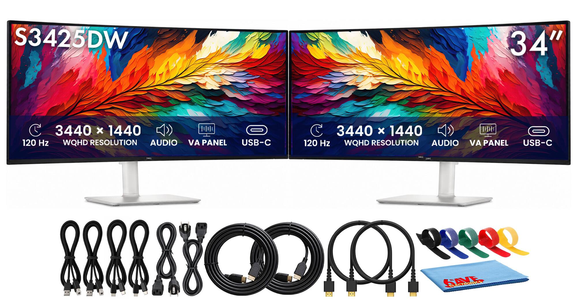 S3425DW  
34"  
3440 x 1440 120 Hz WQHD RESOLUTION AUDIO VA PANEL USB-C  
DELL  
10.00 SAVE LECTRONICS