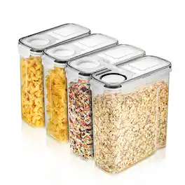 Sorbus - 4 Pack (2L/8.4 Cups) Airtight Food Storage Dispensers for Beans, Pasta, Cereals, and More - Clear