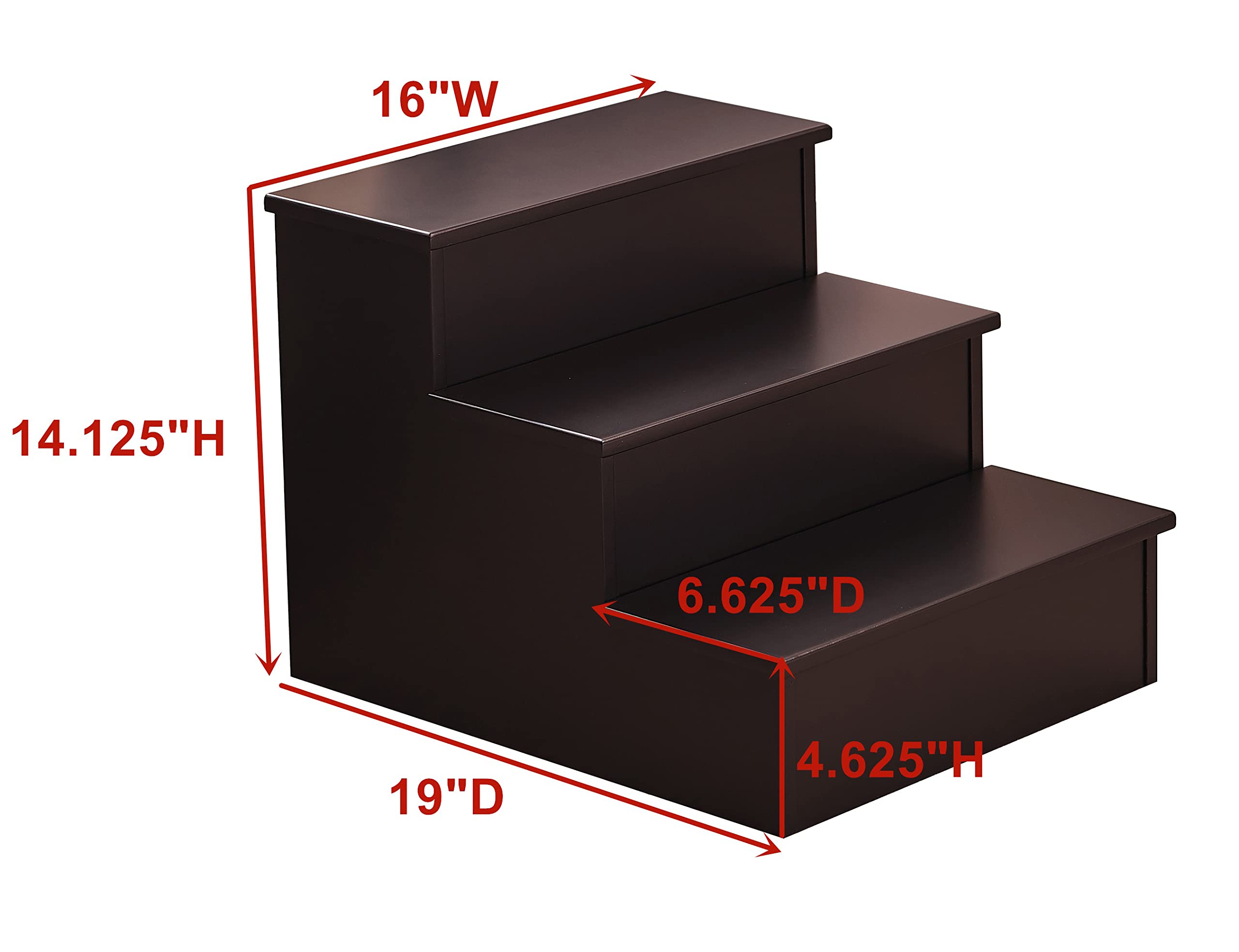 16"W  
14.125"H  
19"D  
6.625"D  
4.625"H