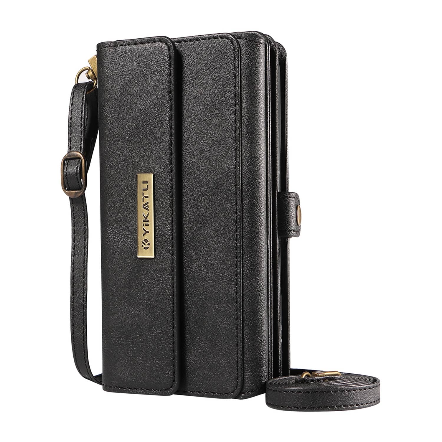 Dteck - Wallet Case For Google Pixel 9 Pro XL PU Leather Detachable Shoulder Strap RFID Blocking Card Stand Shockproof Cover - Black price history on PriceWatchPro
