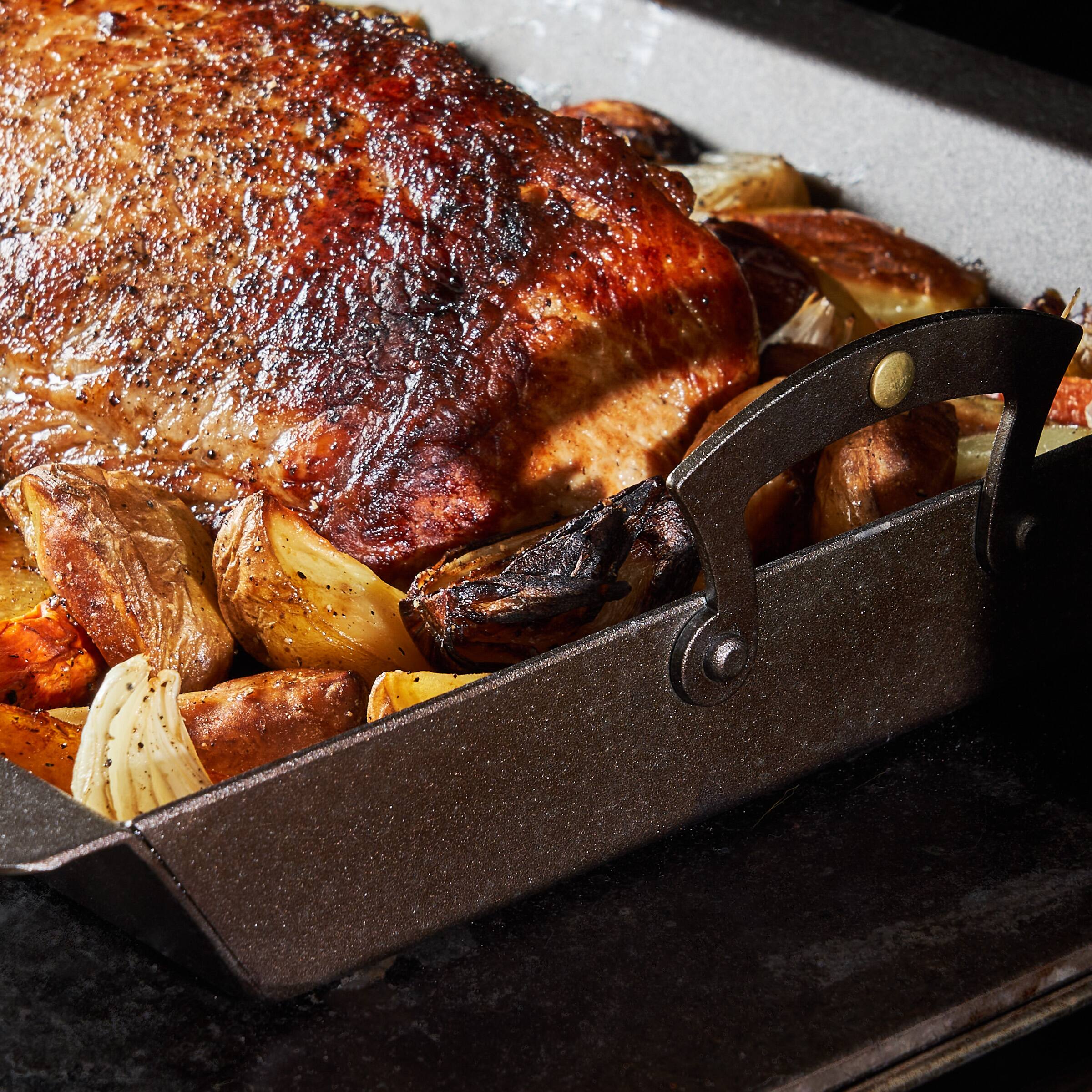 Alt View 1. Classic Cuisine - Iron Roasting Pan with Handles - Black.