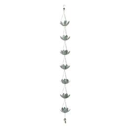 Zeckos - 70 Inch Galvanized Metal Flower Rain Chain Gutter Home Decor Downspout Accent - Silver