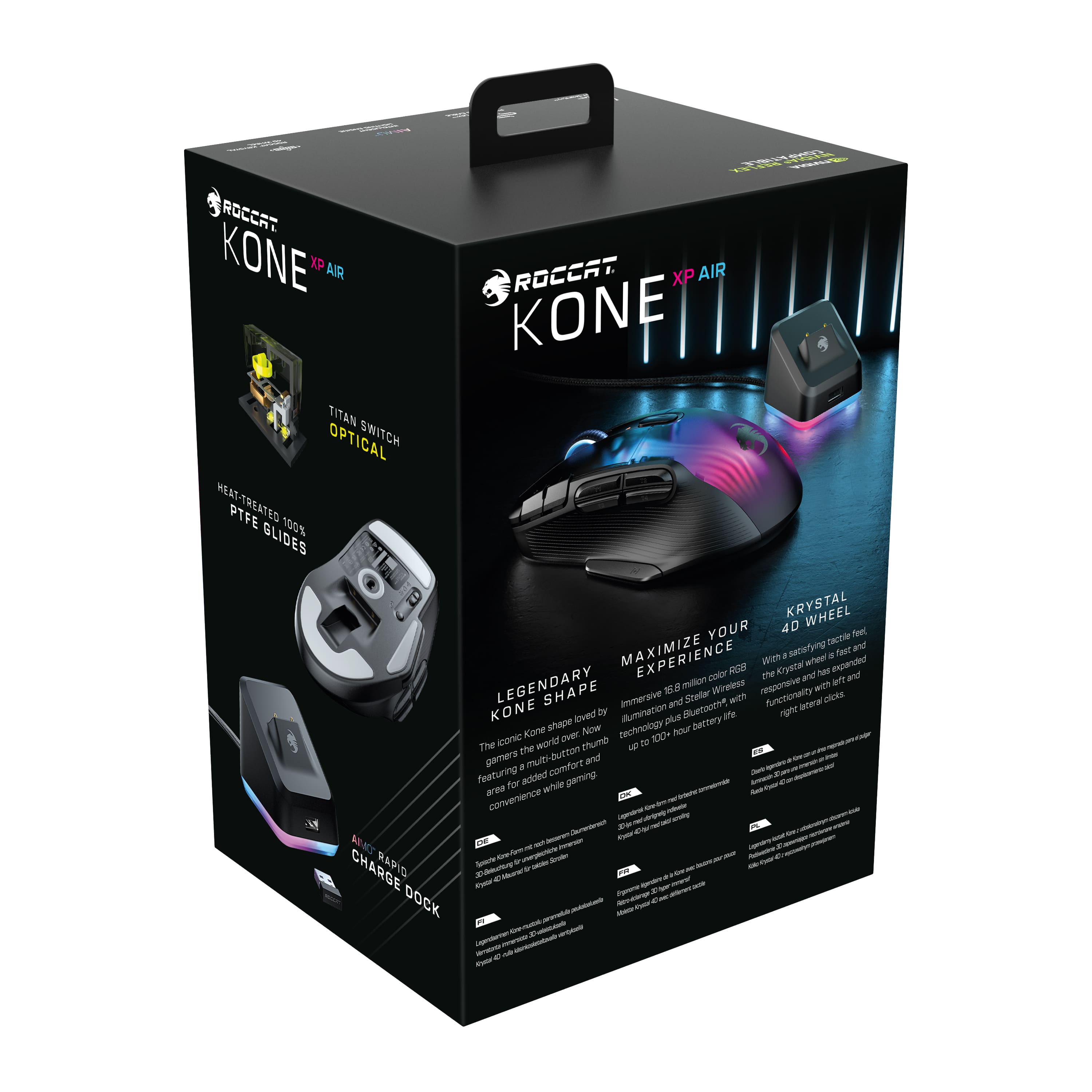 Alt View 16. ROCCAT - Kone XP Air Wireless Optical Gaming Mouse with Charging Dock and AIMO RGB Lighting - Black.