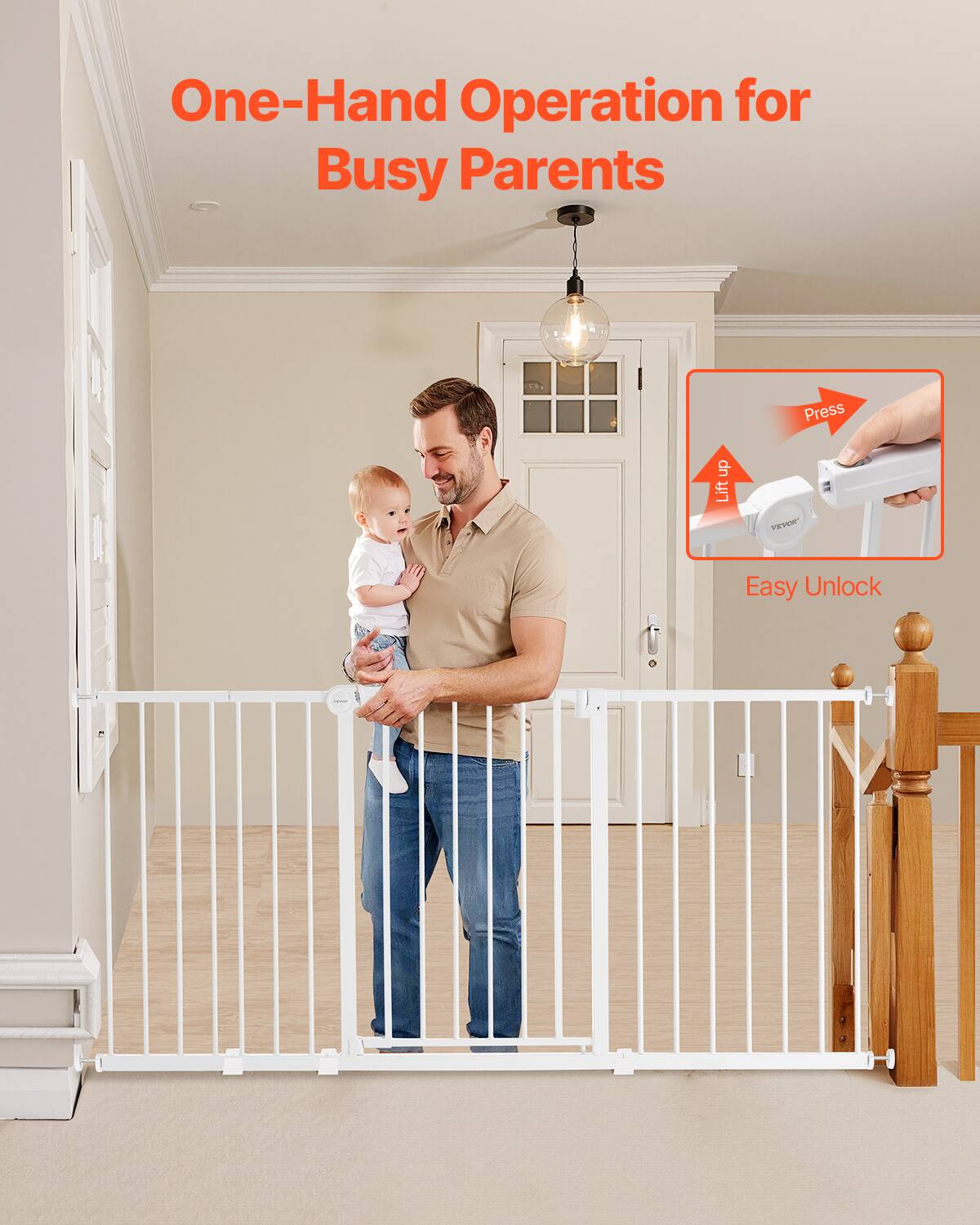 One-Hand Operation for Busy Parents

Press dn Lift U TEVEE

Easy Unlock