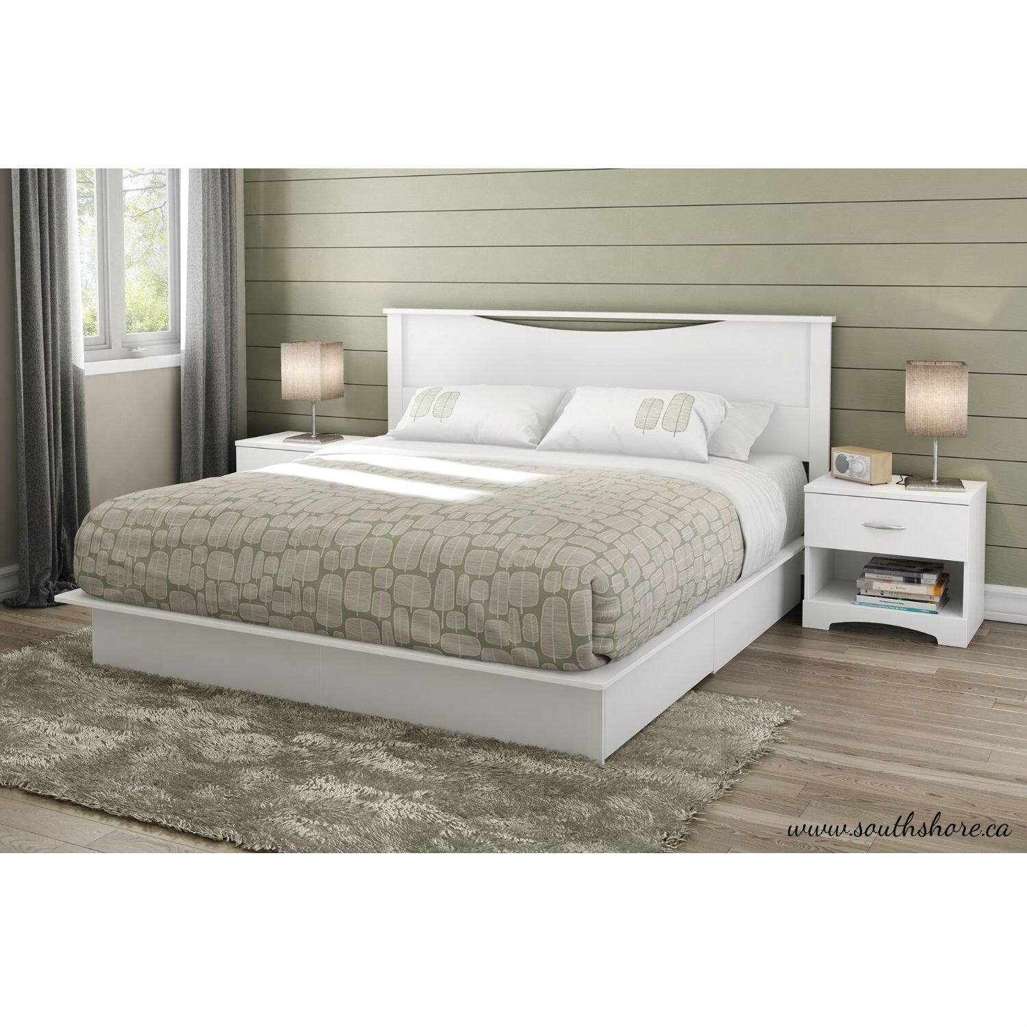 Angle. Hivvago - Hivvago King size Modern Platform Bed with Storage Drawers - White.