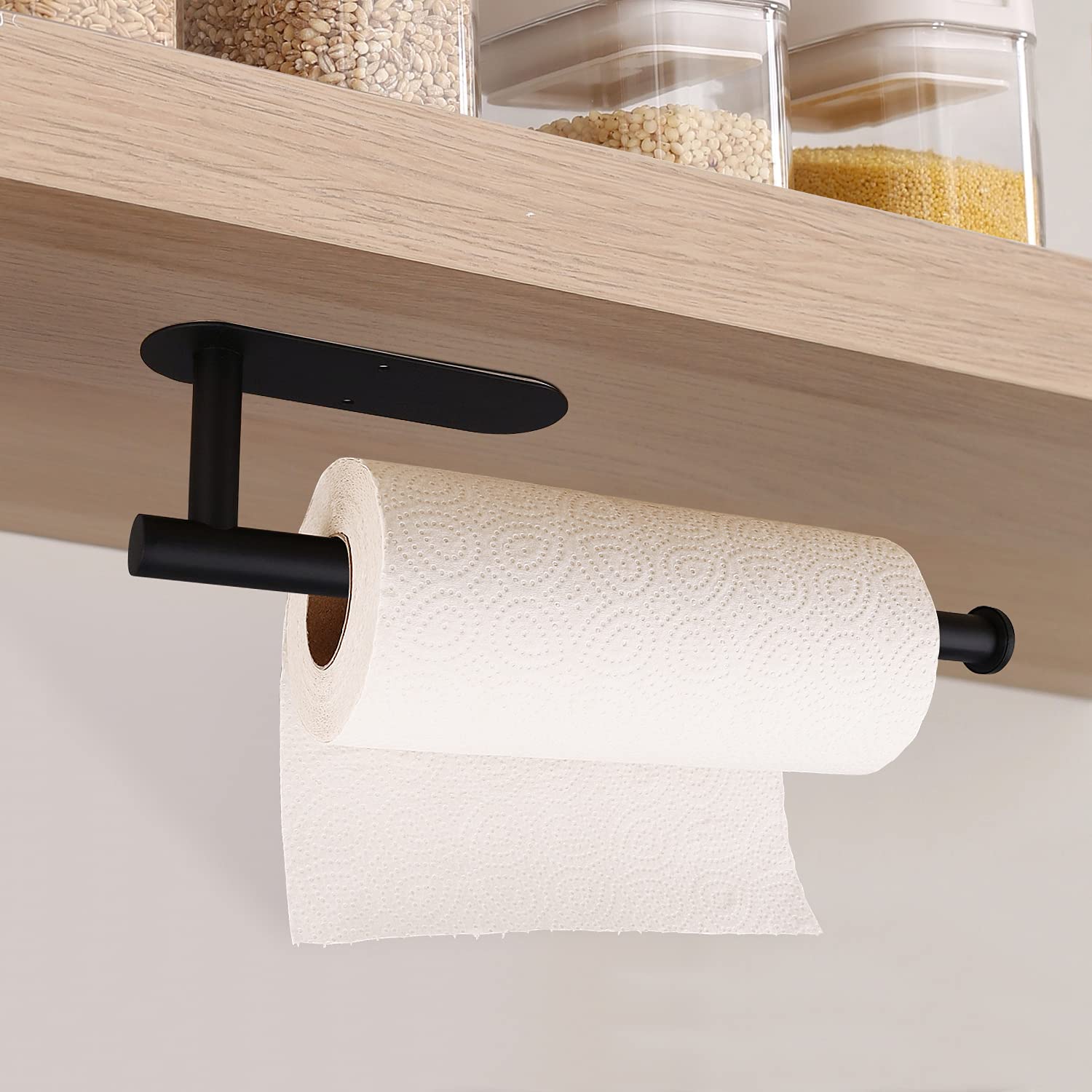 Left. Dazzed Corner - Stainless Steel Paper Towel Holders, Self-Adhesive or Screws Mount Towel Bar - Black.