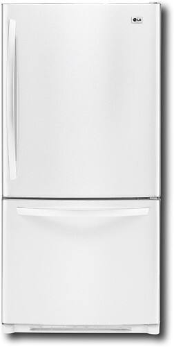 Front Standard. LG - 22.4 Cu. Ft. Bottom-Mount Refrigerator - Smooth White.
