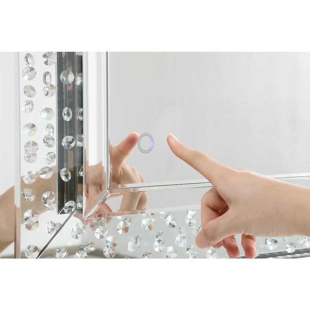 Back. Elegant Decor - Raiden 32 X 40 Inch Led Crystal Mirror - Clear.