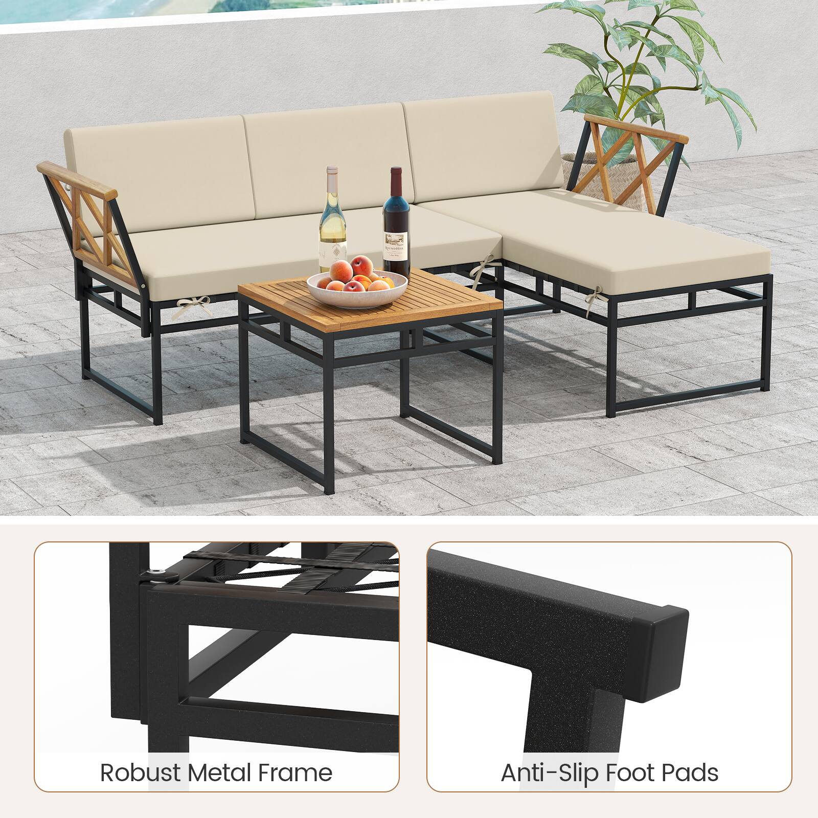 - Robust Metal Frame
- Anti-Slip Foot Pads