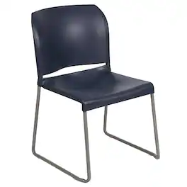 Emma + Oliver - Home and Office Guest Chair Full Back Contoured Sled Base Stack Chair - Navy