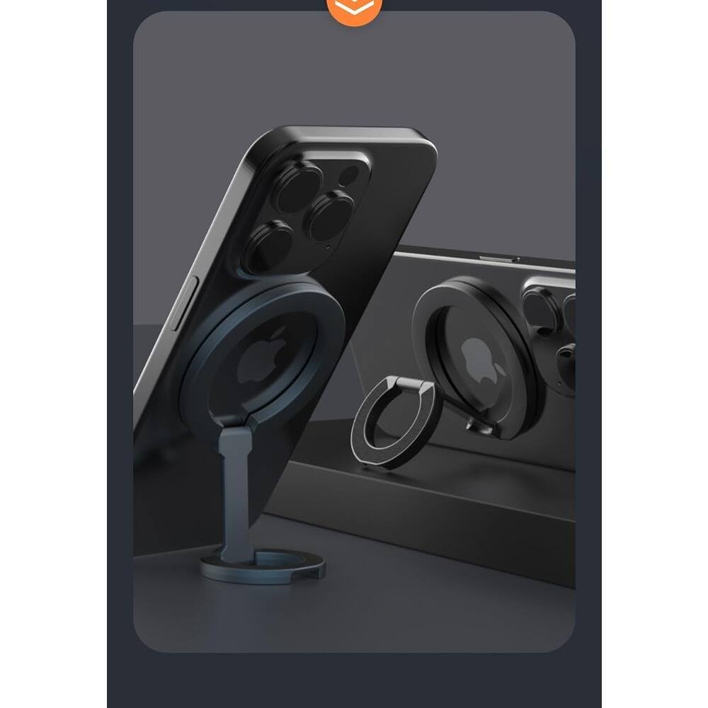 Back. PARKER SLATER - MagSafe Magnetic Ring Holder & Kickstand, Removable Grip, Black - Black.