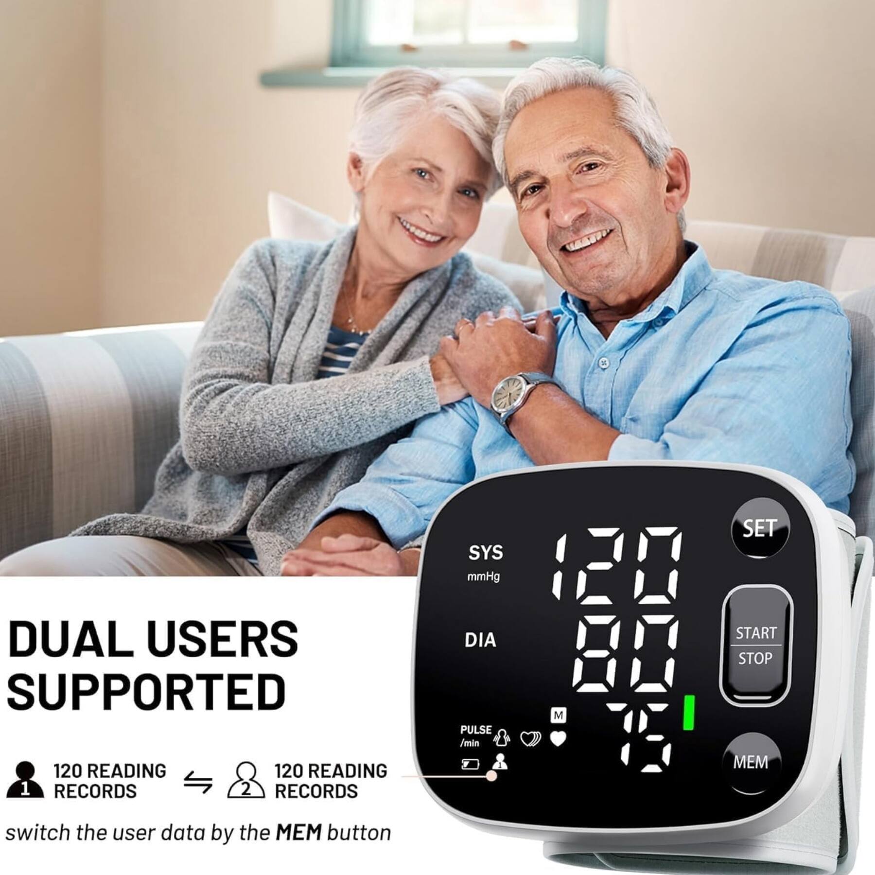 DUAL USERS SUPPORTED

120 READING RECORDS

120 READING RECORDS

switch the user data by the MEM button