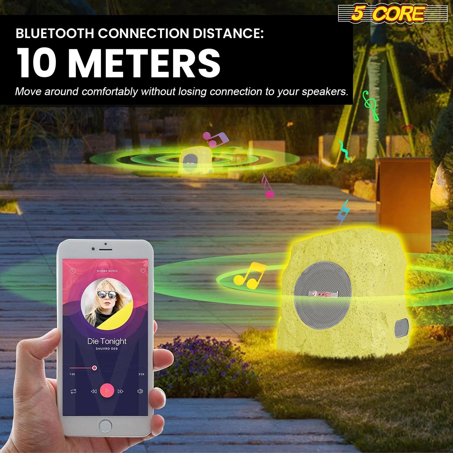 5 CORE  
BLUETOOTH CONNECTION DISTANCE: 10 METERS  
Move around comfortably without losing connection to your speakers.  

Die Tonight  
SHURO DEB