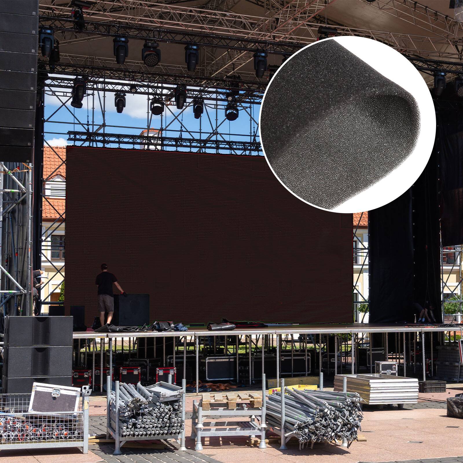 Alt View 5. Unique Bargains - Speaker Mesh PRO Grill Mesh Sponge Foam Cover Dustproof Acoustic Foam 3mm Thick for Stage/DJ Audio, 200x100cm - Black.